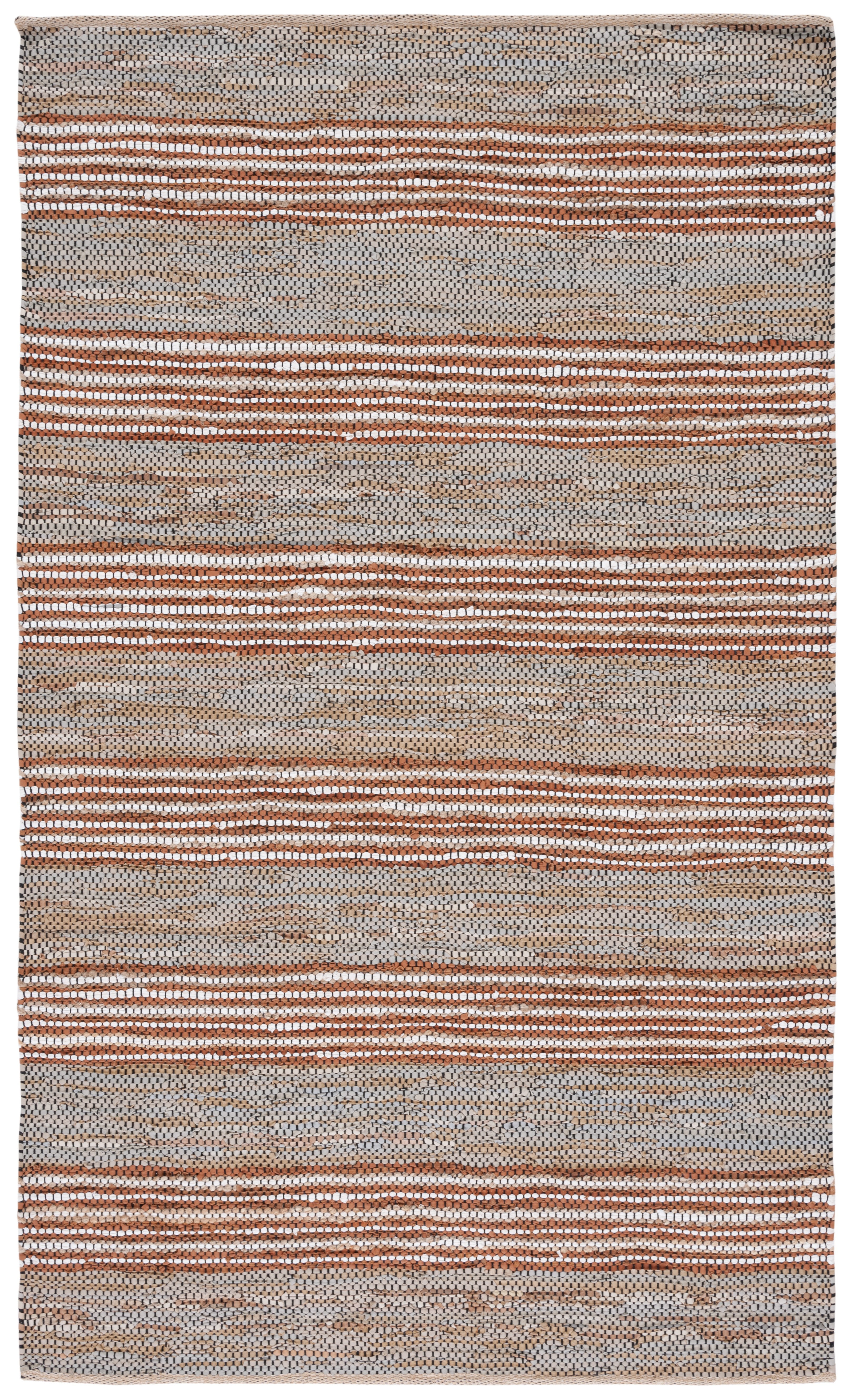 SAFAVIEH Vintage Leather Henley Striped Area Rug, Beige/Natural, 4' x 6'