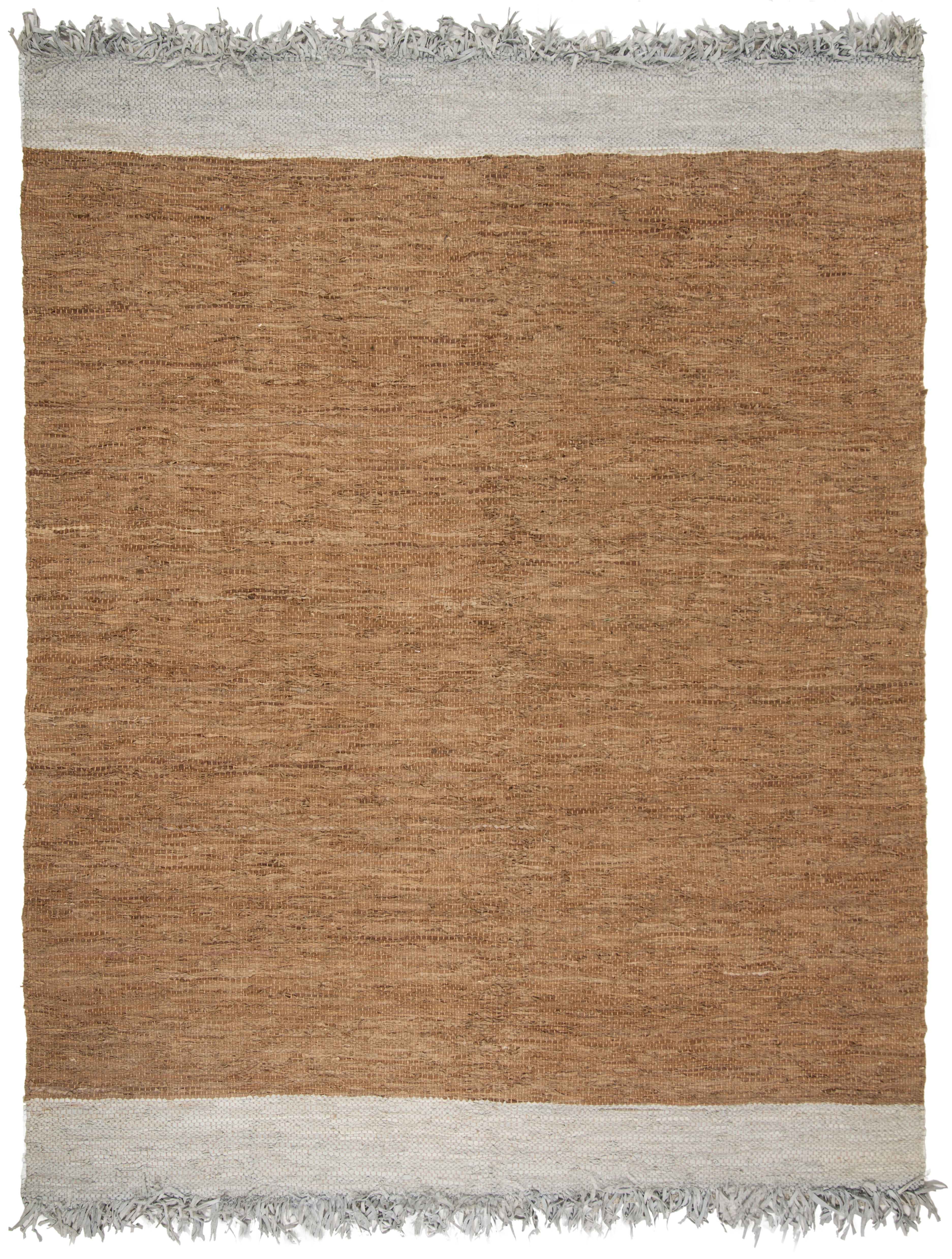 Handwoven Gray Cowhide Leather 6' x 9' Flatweave Area Rug