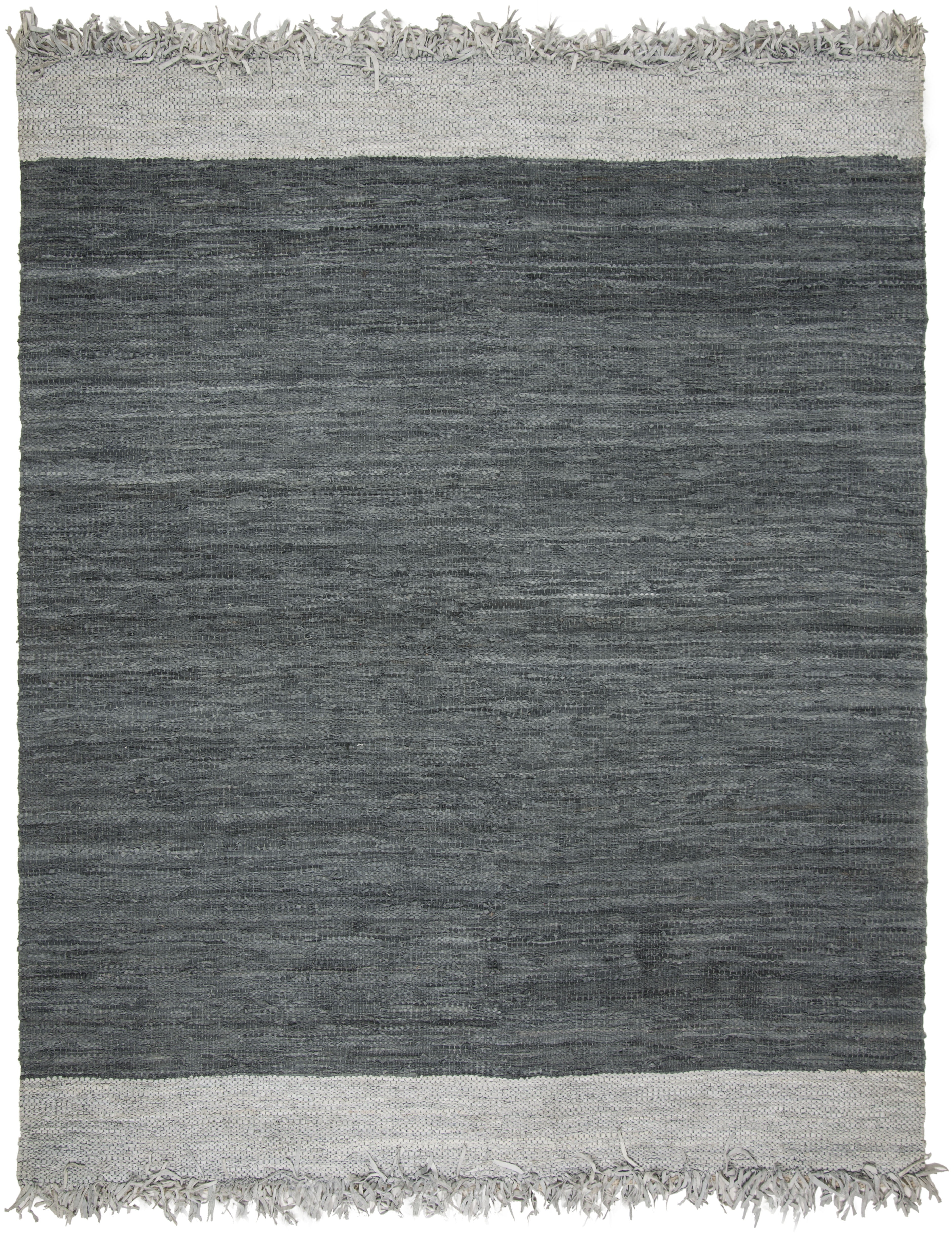 SAFAVIEH Vintage Leather Horatio Braided Fringe Border Area Rug, Light Grey/Dark Grey, 6' x 9'