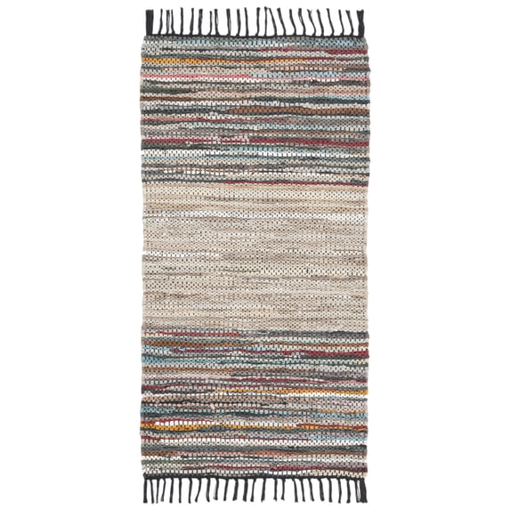 SAFAVIEH Vintage Leather Jantar Striped Braided Runner Rug, Beige/Multi, 2'3" x 6'
