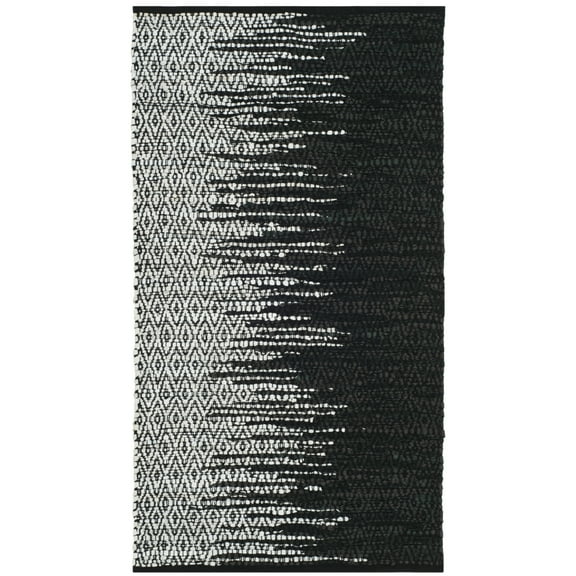 SAFAVIEH Vintage Leather Jarred Diamond Striped Area Rug, Light Grey/Black, 2'3" x 4'