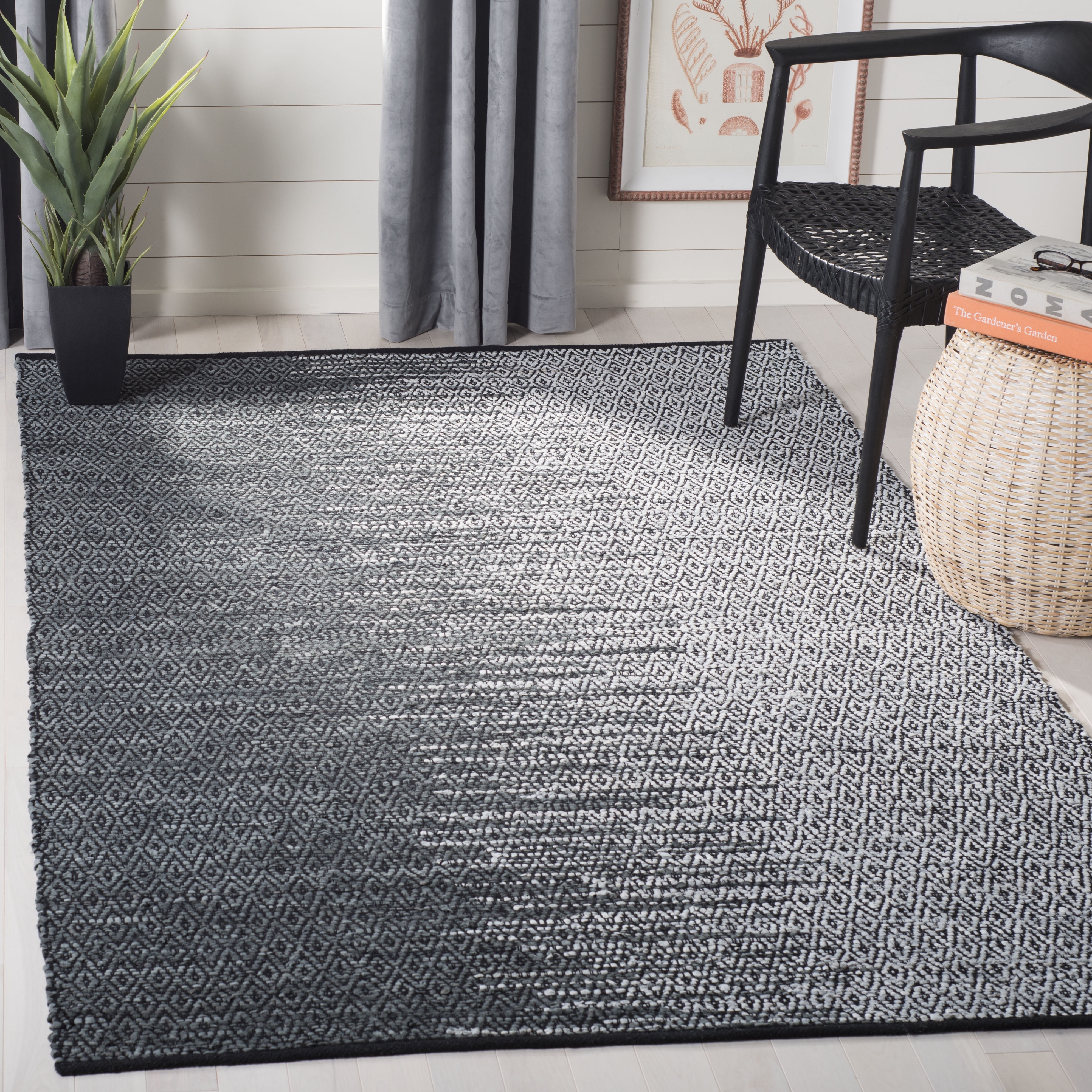 Handmade Light Grey and Charcoal Leather Area Rug