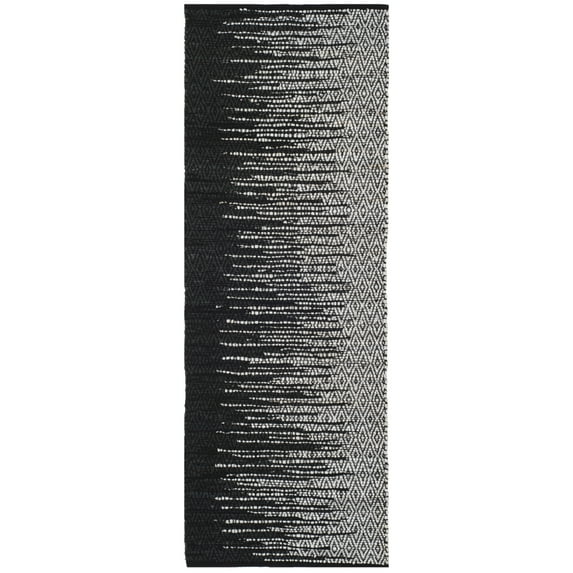 SAFAVIEH Vintage Leather Jarred Diamond Striped Runner Rug, Light Grey/Black, 2'3" x 9'