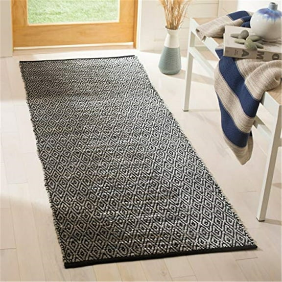 SAFAVIEH Vintage Leather Jarred Diamond Striped Runner Rug, Light Grey/Grey, 2'3" x 6'