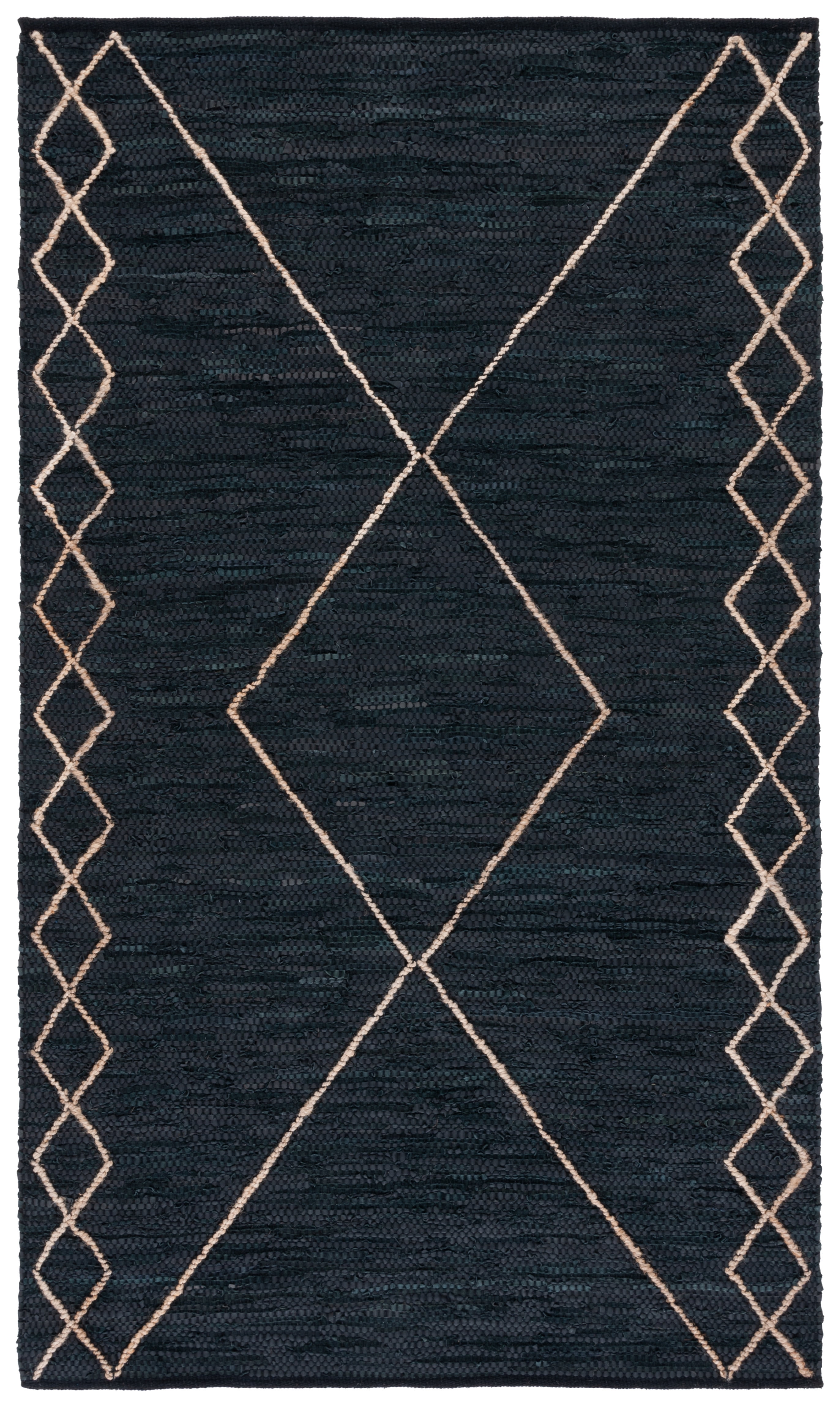 SAFAVIEH Vintage Leather Kennet Geometric Area Rug, Black/Natural, 4' x ...