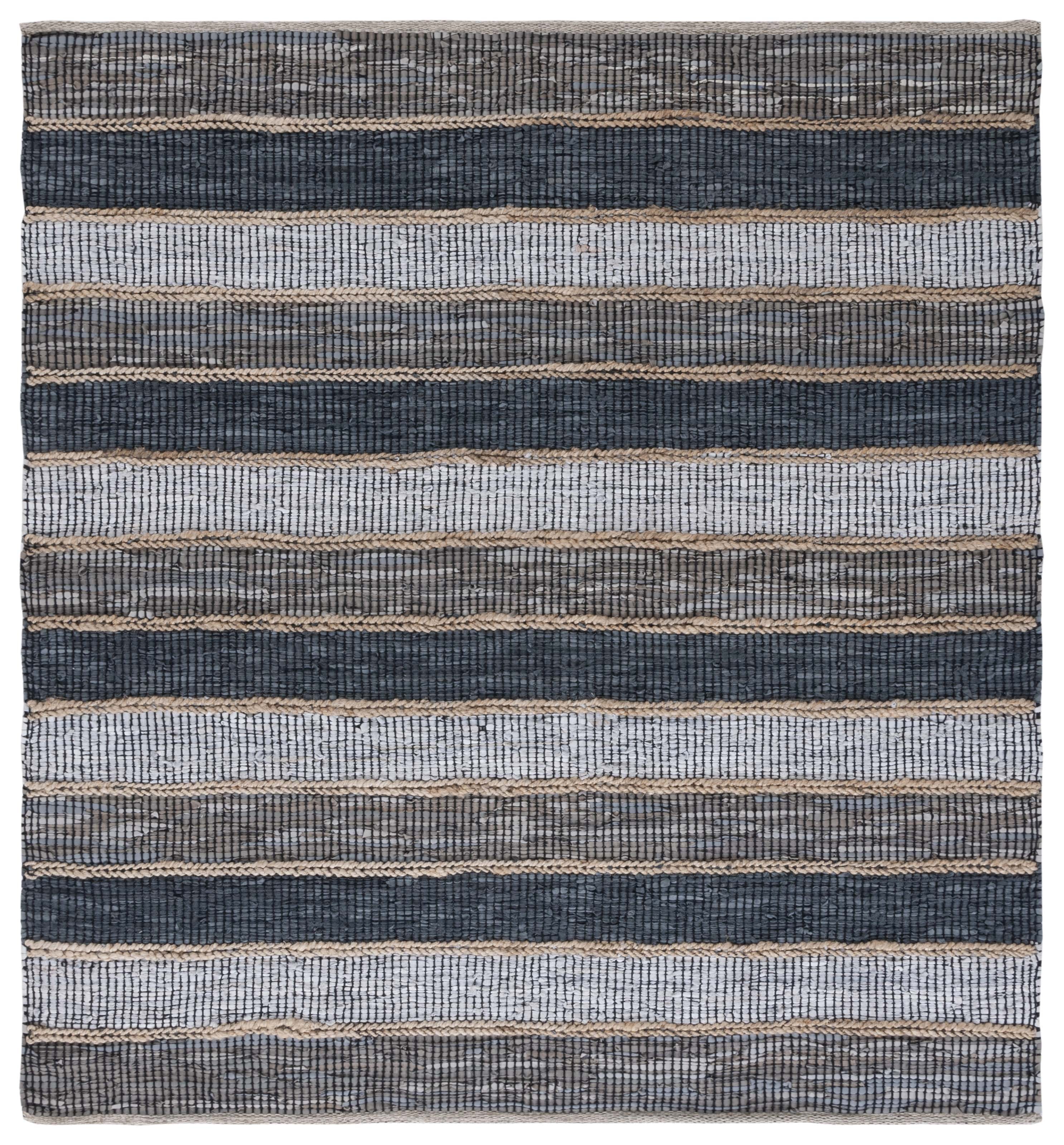 Mod-Chic Gray Square Handwoven Cowhide & Wool Area Rug - 6'