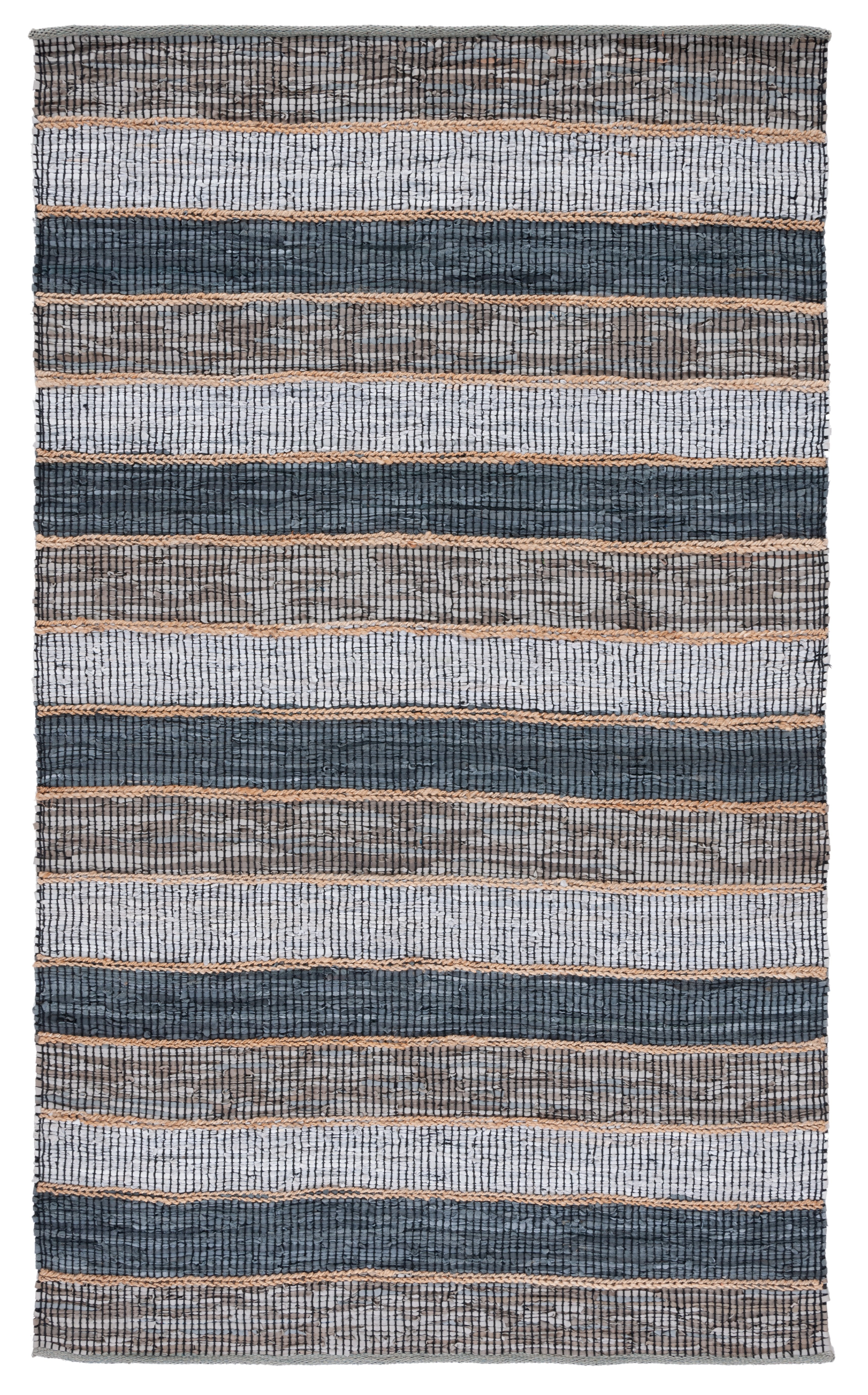 Handmade Grey and Natural Cowhide Leather 8' x 10' Area Rug