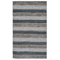 SAFAVIEH Vintage Leather Kensington Striped Area Rug, Grey/Natural, 8' x 10'