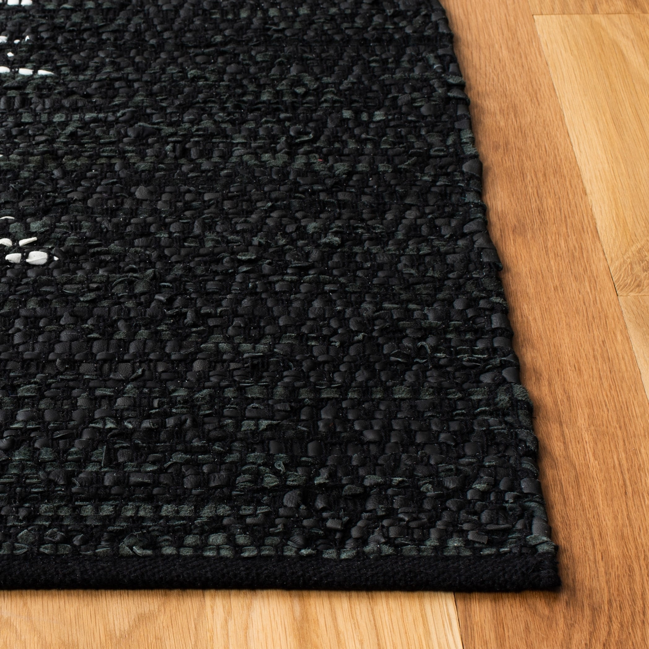 Safavieh Elegance Hand-Woven Cowhide Leather Rug - Black/Light Grey, 3' x 5'