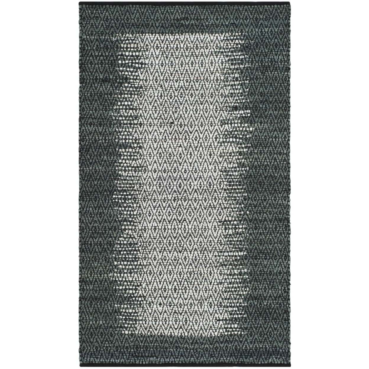 Handmade Light Grey and Charcoal Cowhide Area Rug, 3' x 5'