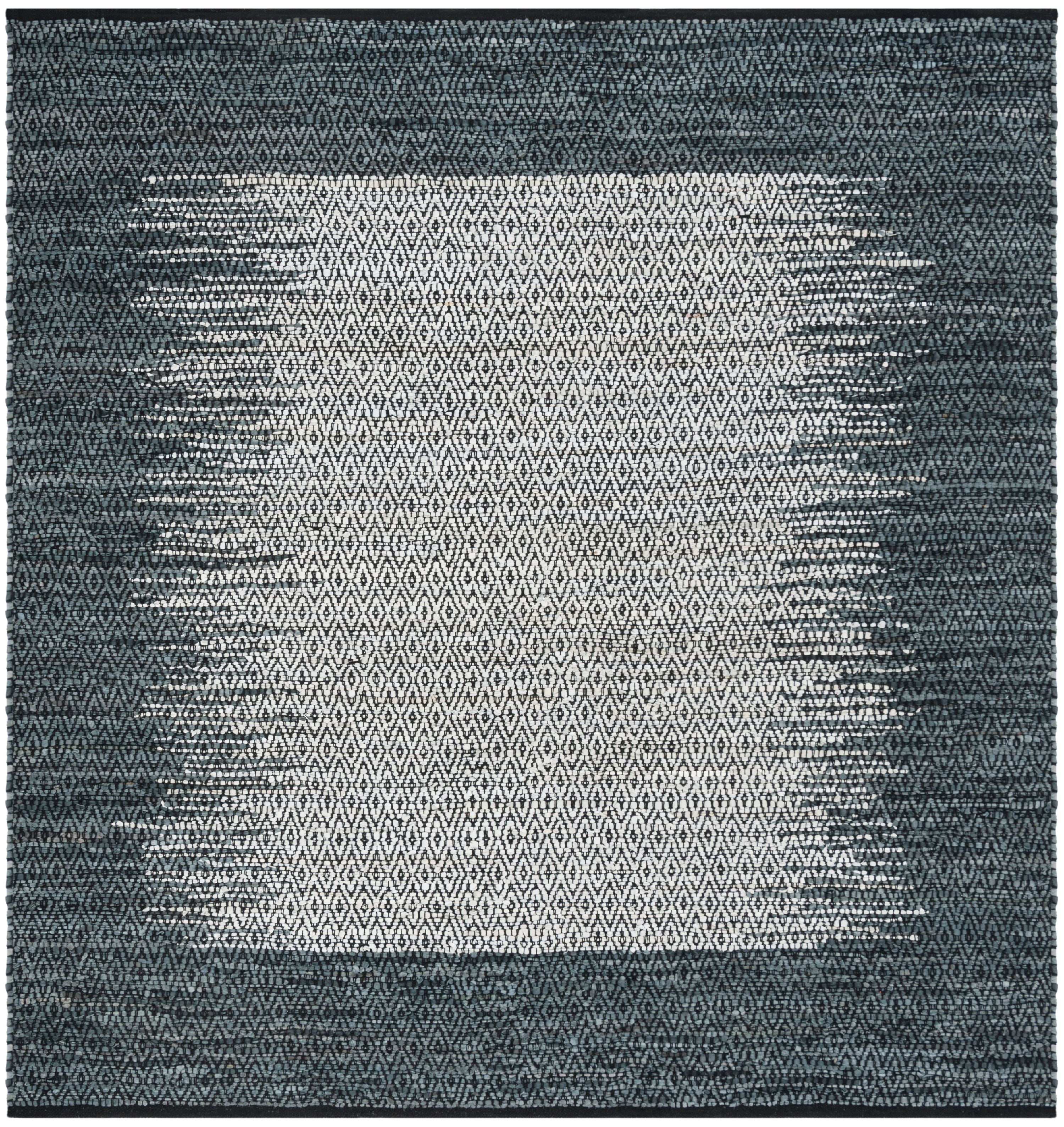 Gray Square Handmade Cowhide Area Rug