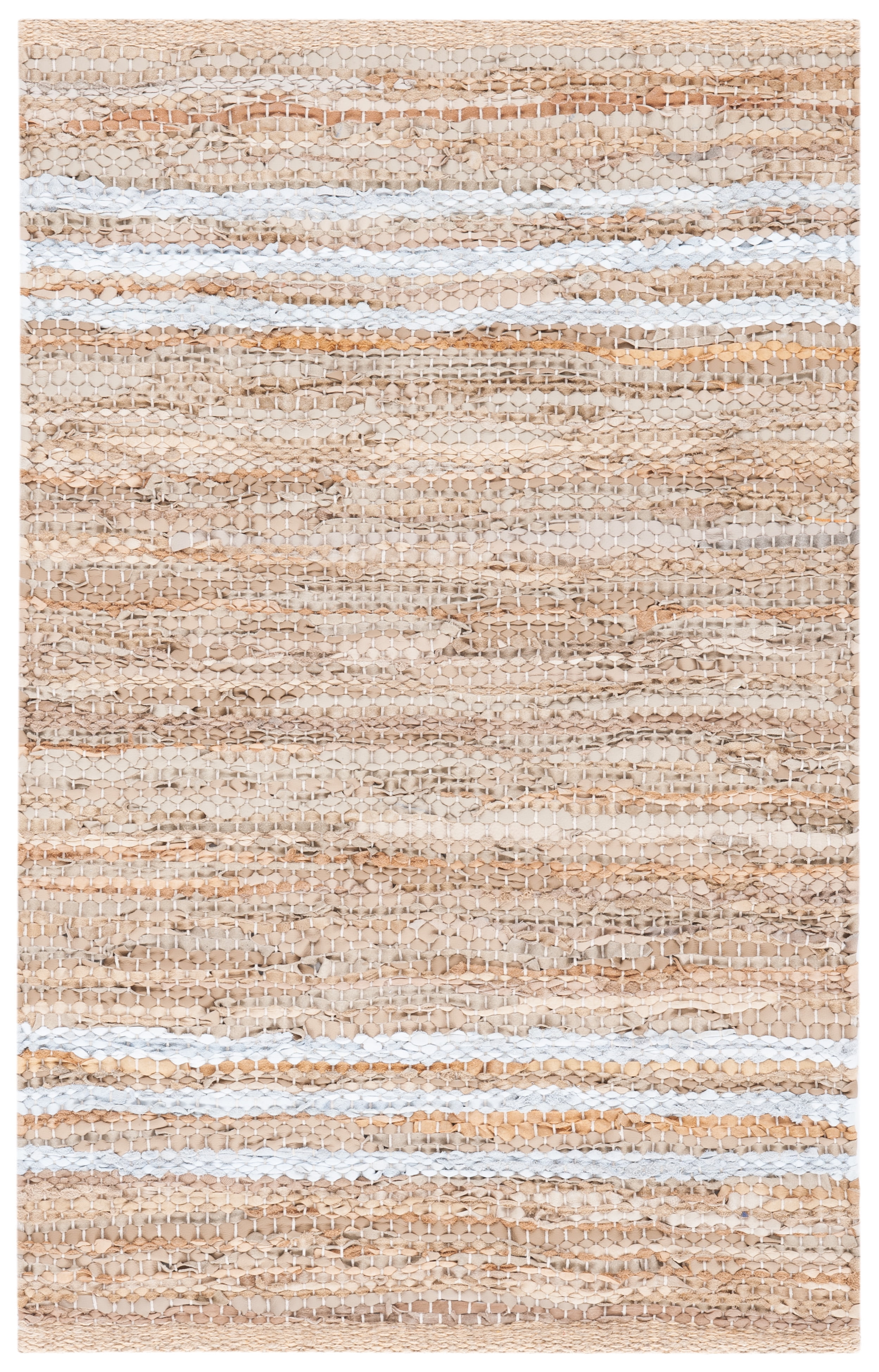 Ivory Cotton and Cowhide Handmade Flat Woven Rug - 3x5 Feet