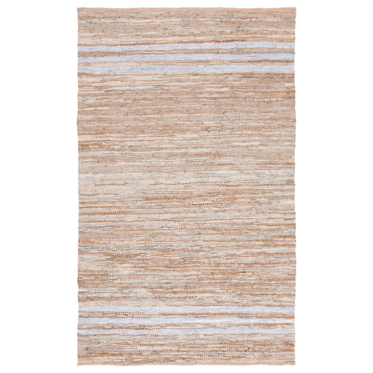 Ivory Cotton and Cowhide Handmade Flat Woven Rug - 3x5 Feet