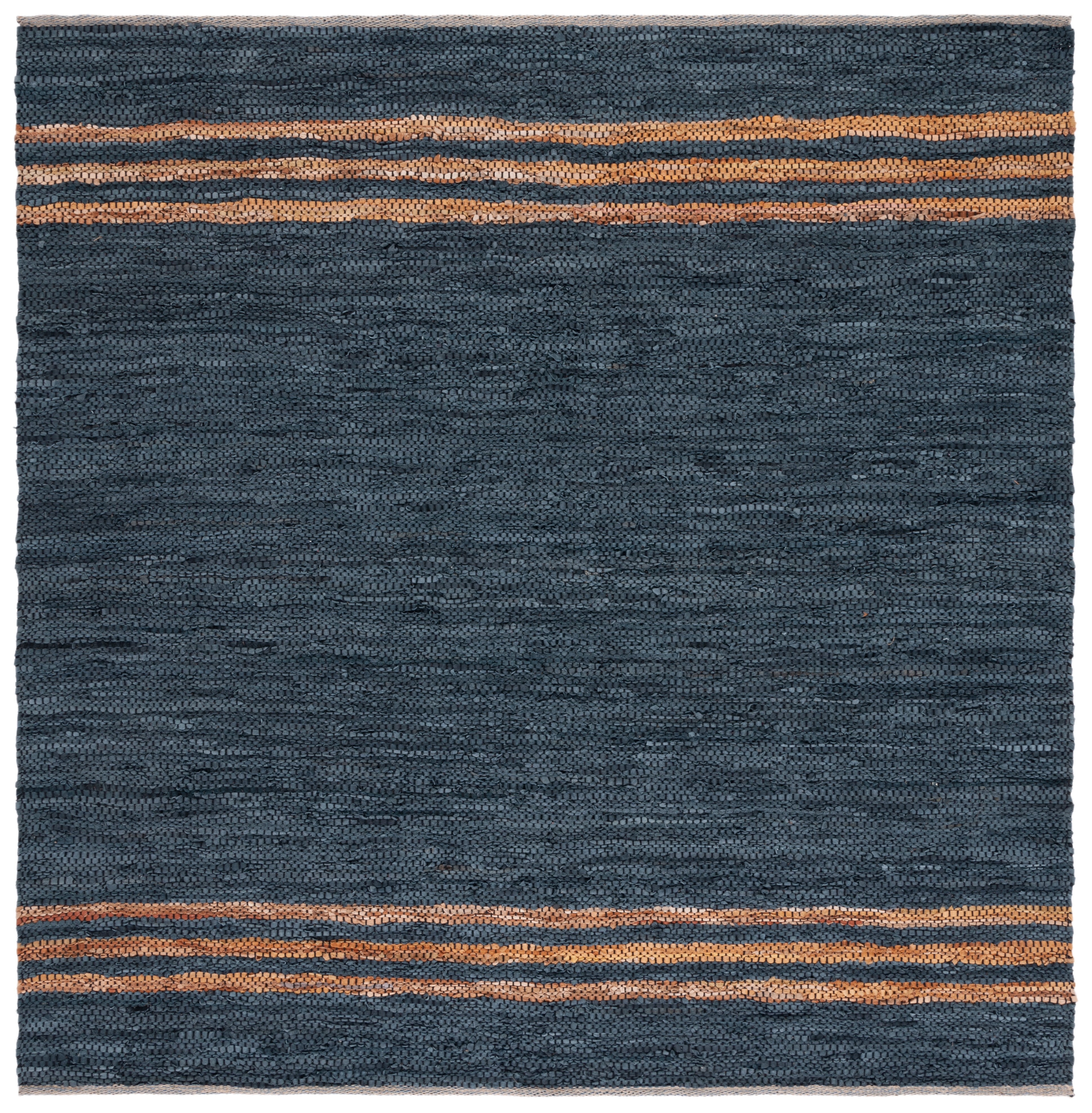 SAFAVIEH Vintage Leather Grace Striped Area Rug, Blue/Beige, 7' x 7' Square
