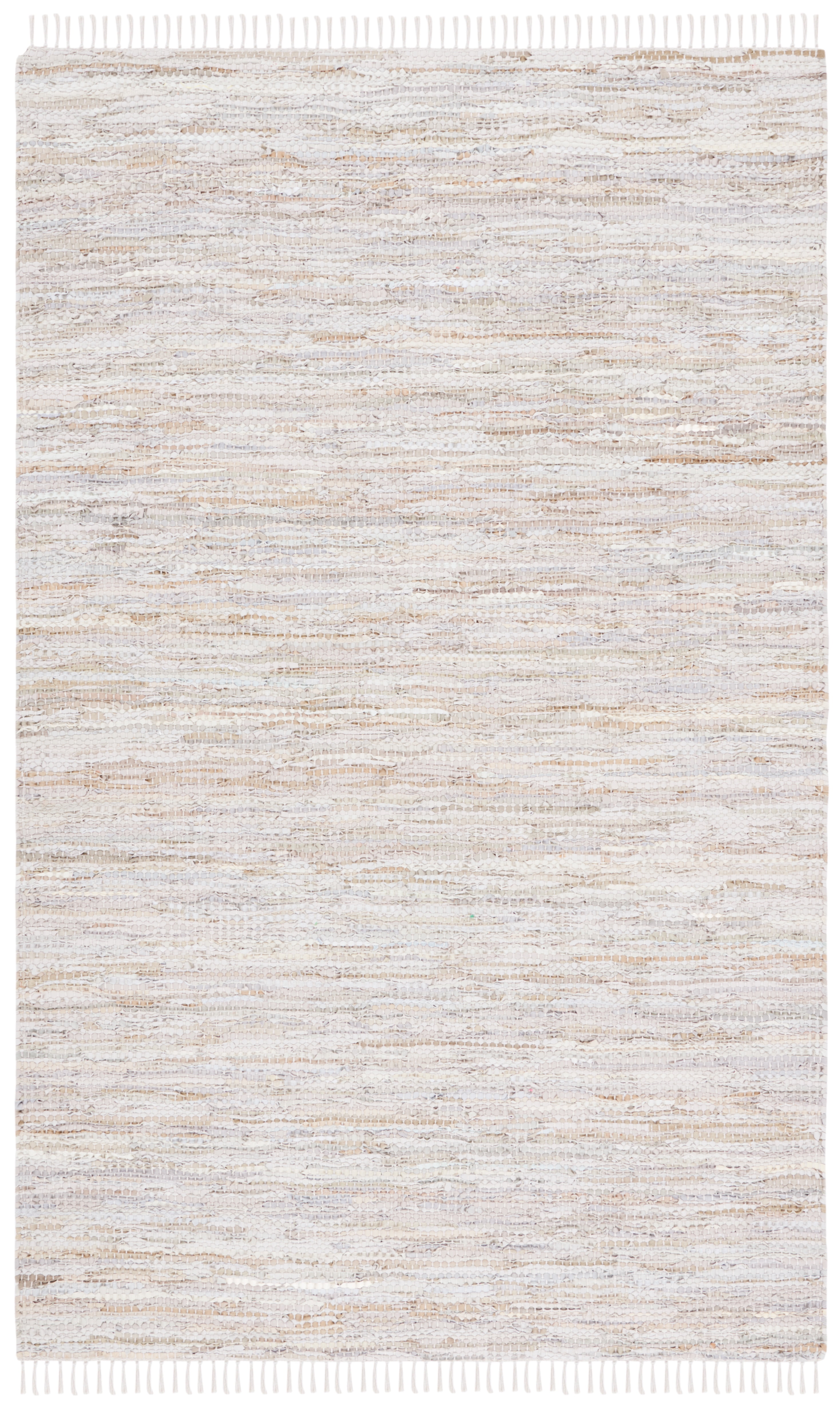 Beige Flat Woven Handmade Cowhide 4' x 6' Area Rug
