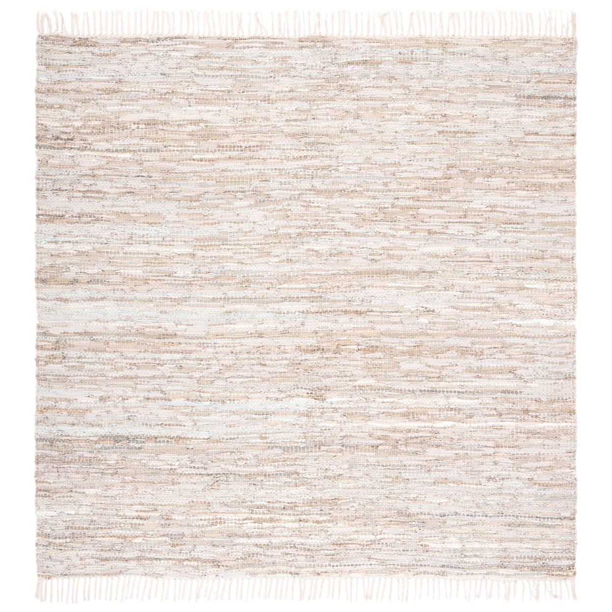 Mod-Chic Black Handwoven Cowhide & Cotton Square Rug