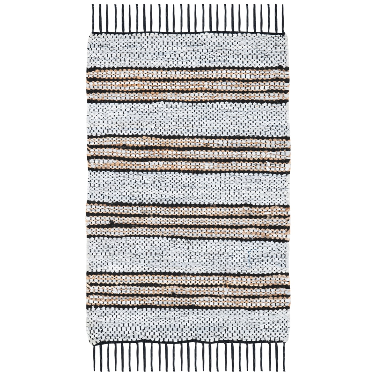 Mod-Chic Gray and Natural Handwoven Cotton-Cowhide Area Rug - 2' x 3'