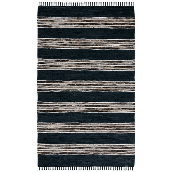 Safavieh Vintage Leather Crawford Striped Area Rug, Black/Natural, 6' x 9'