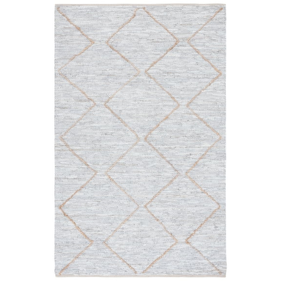 SAFAVIEH Vintage Leather Zachariah Geometric Area Rug, Light Grey/Natural, 3' x 5'