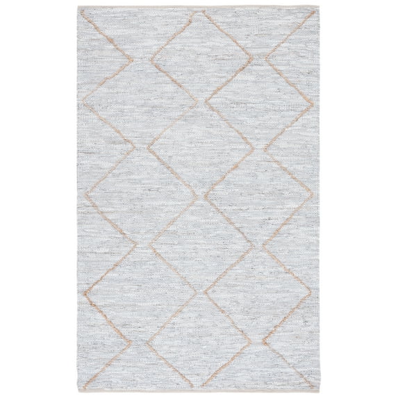 SAFAVIEH Vintage Leather Zachariah Geometric Area Rug, Light Grey/Natural, 8' x 10'