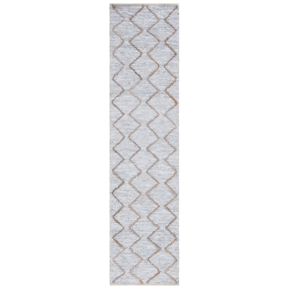 SAFAVIEH Vintage Leather Zachariah Geometric Runner Rug, Light Grey/Natural, 2'3" x 9'