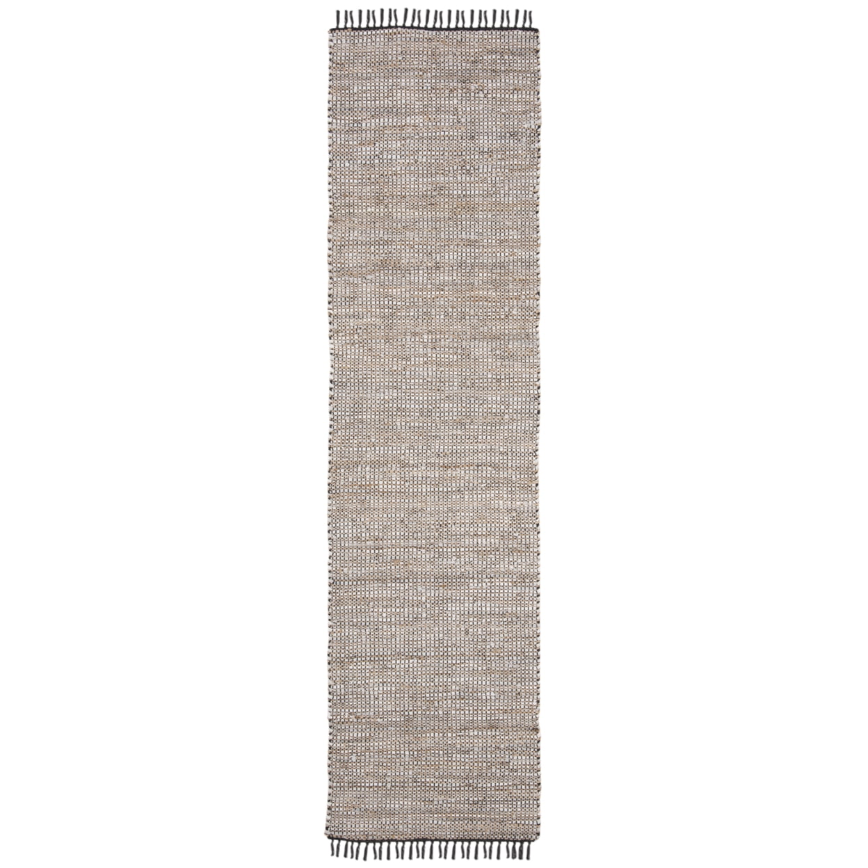 SAFAVIEH Vintage Leather Zharko Solid Braided Fringe Runner Rug, Silver ...