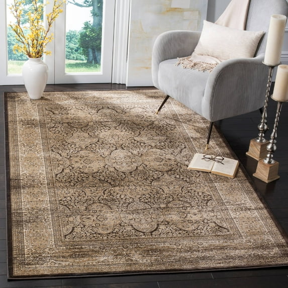 SAFAVIEH Vintage Lynett Traditional Area Rug, Black/Ivory, 4' x 5'7"