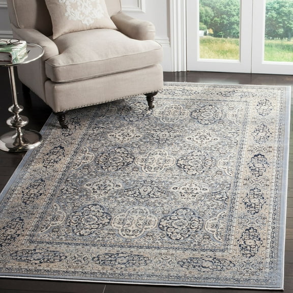 SAFAVIEH Vintage Lynett Traditional Area Rug, Light Blue/Ivory, 6'7" x 6'7" Square