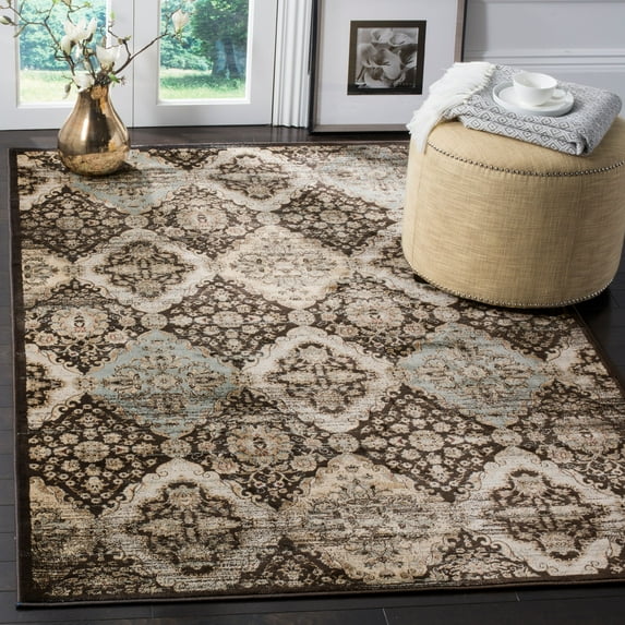 SAFAVIEH Vintage Merrick Damask Area Rug, Black/Light Blue, 8' x 11'