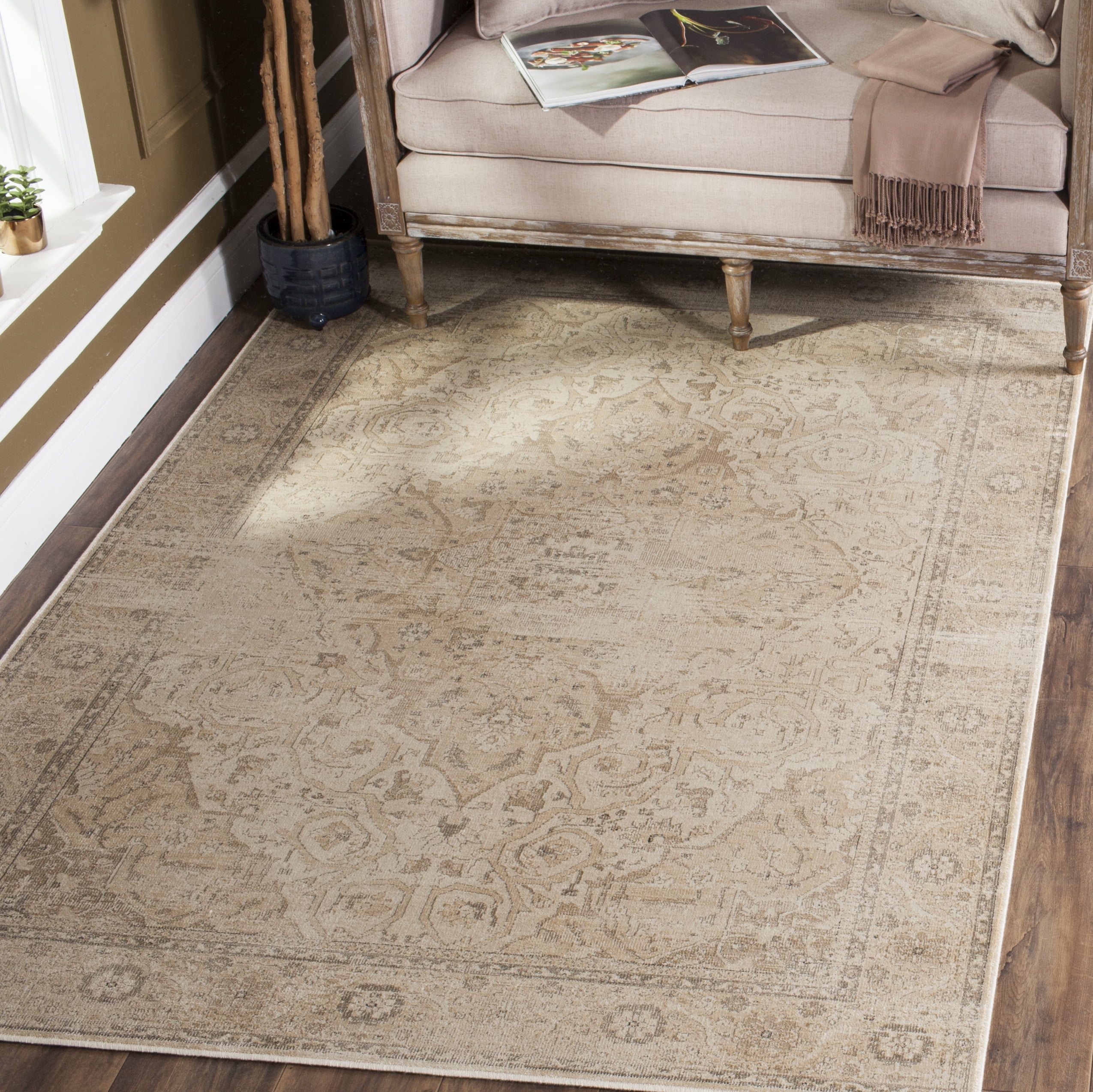 Hand-Knotted Stone Wool and Viscose 10' x 14' Rectangular Rug