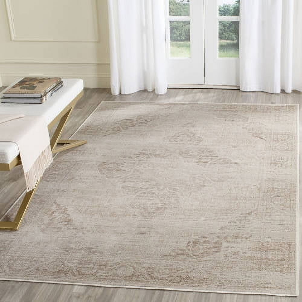 Vintage Stone Rectangular Wool and Viscose Area Rug