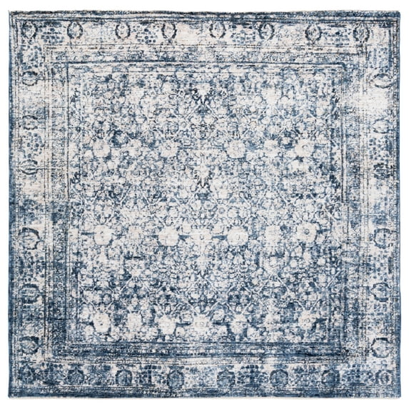 SAFAVIEH Vintage Oushak Zenji Abstract Area Rug, Navy/Ivory, 6'7" x 6'7" Square