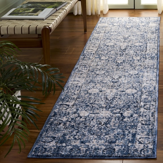 Safavieh Vintage Oushak Zenji Abstract Runner Rug, Navy/Ivory, 2' x 8'
