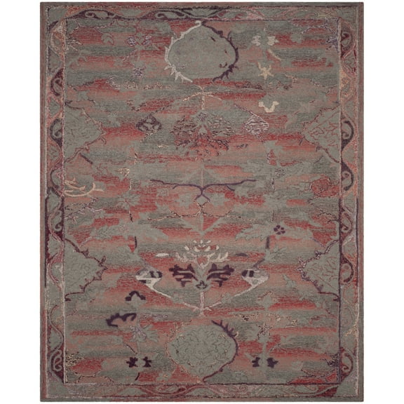 SAFAVIEH Vintage Oushak Serenity Floral Bordered Runner Rug, Red, 2'3" x 8'