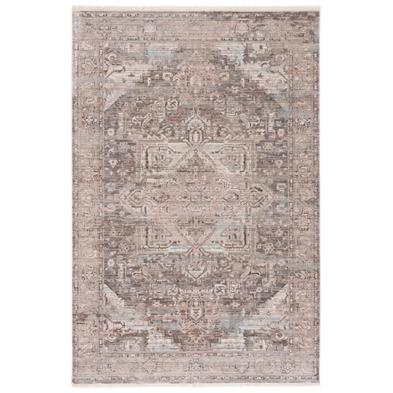 SAFAVIEH Vintage Persian Amadine Medallion Polyester Area Rug, Brown/Beige, 4' x 6'