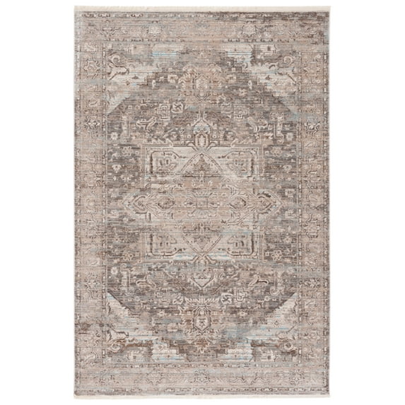 SAFAVIEH Vintage Persian Amadine Medallion Polyester Area Rug, Brown/Beige, 6' x 9'