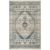 SAFAVIEH Vintage Persian Aras Geometric Polyester Runner Rug, Grey/Blue, 2'2" x 12'