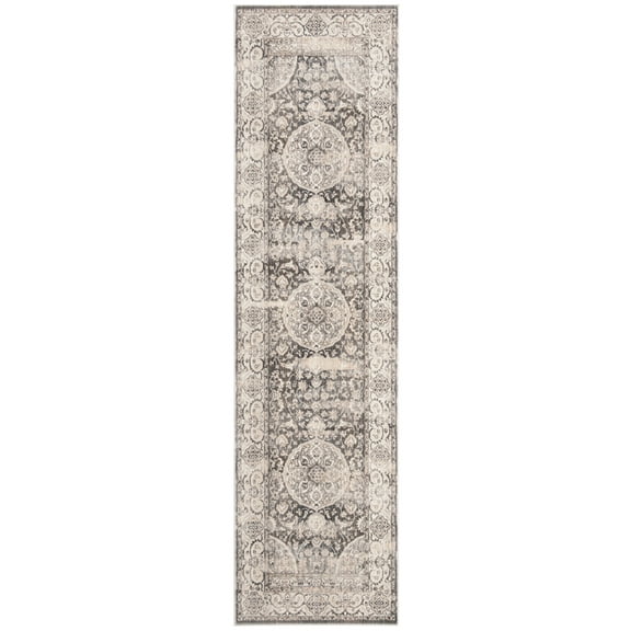 SAFAVIEH Vintage Persian Audra Oriental Polyester Runner Rug, Dark Grey/Ivory, 2'2" x 10'