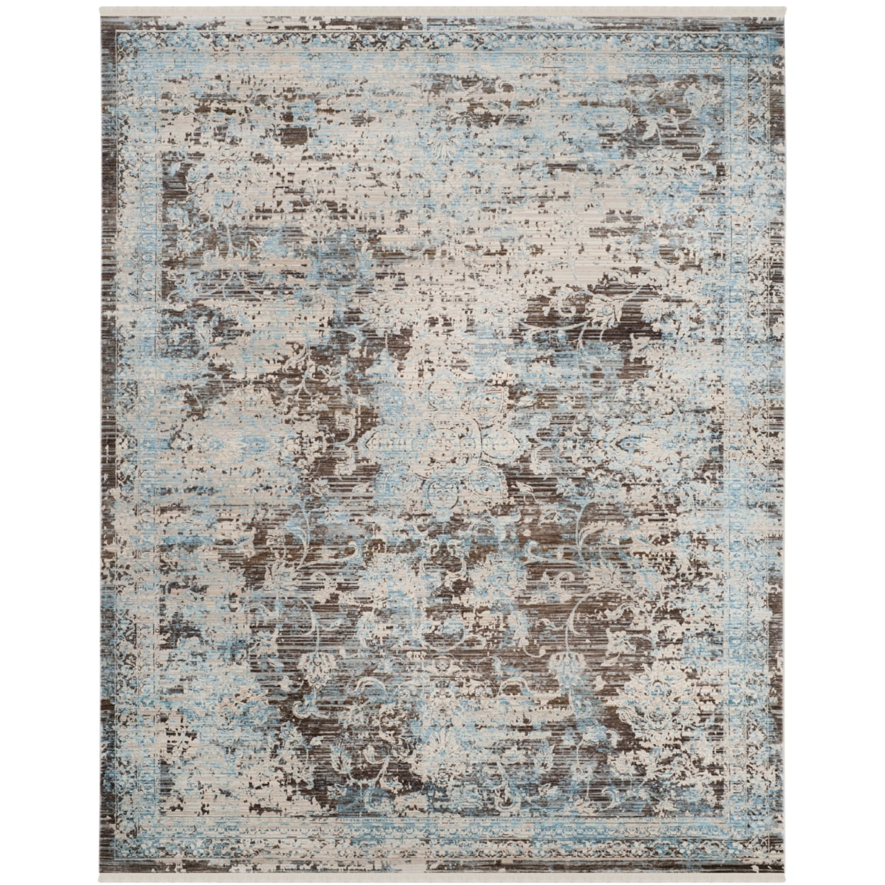 Light Blue Synthetic Floral Motif 8' x 10' Area Rug