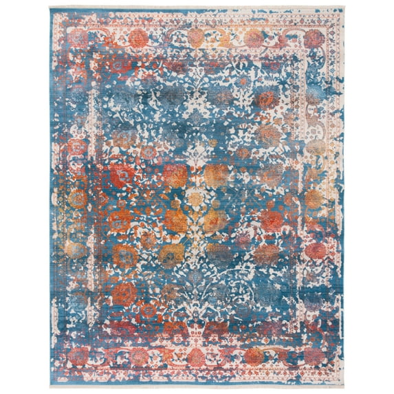 SAFAVIEH Vintage Persian Bristol Traditional Polyester Area Rug, Turquoise/Multi, 6' x 9'