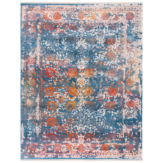 SAFAVIEH Vintage Persian Bristol Traditional Polyester Area Rug, Turquoise/Multi, 9'x11'7"