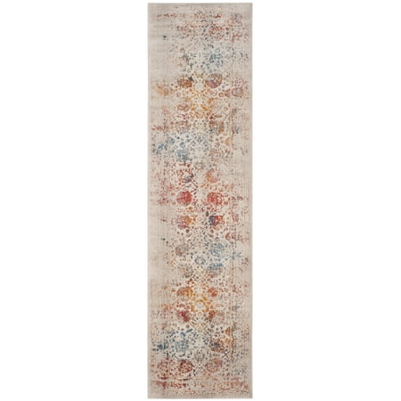 SAFAVIEH Vintage Persian Bristol Traditional Polyester Runner, Light Grey/Multi, 2'2" x 8'