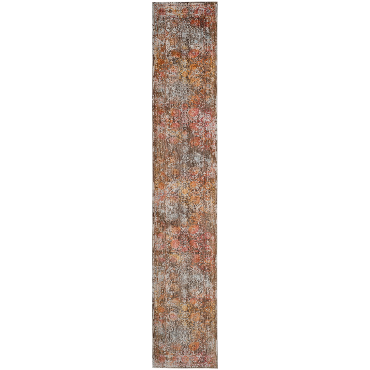 Vintage Persian Brown and Multicolor Synthetic Runner Rug, 2'2" x 10'