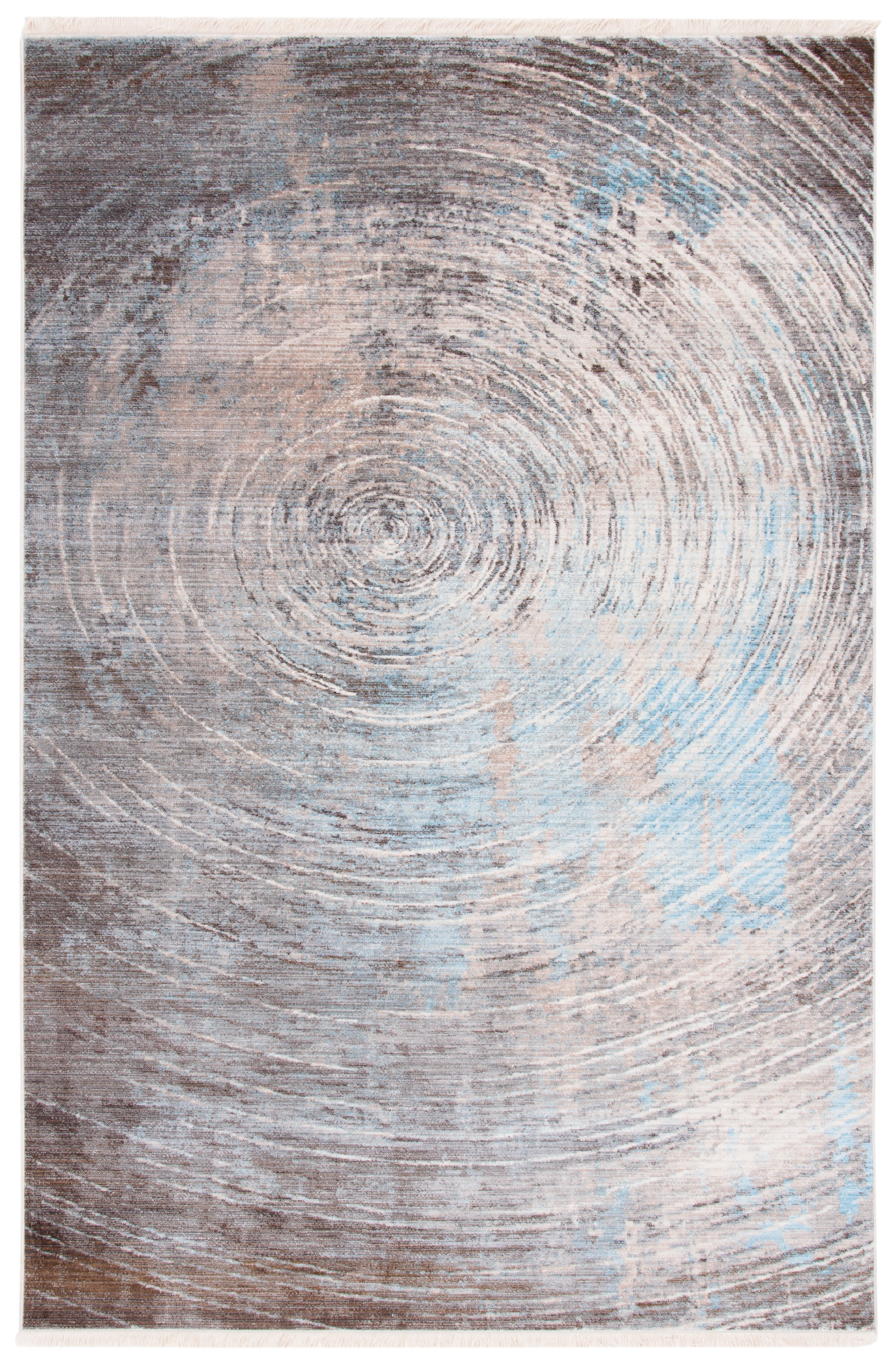Gray and Blue Synthetic Flat Woven Rectangular Area Rug 5' x 7'