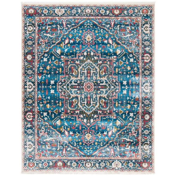 SAFAVIEH Vintage Persian Forrester Oriental Polyester Area Rug, Blue/Ivory, 8' x 10'