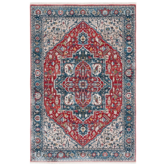 SAFAVIEH Vintage Persian Forrester Oriental Polyester Area Rug, Red/Blue, 6' x 9'