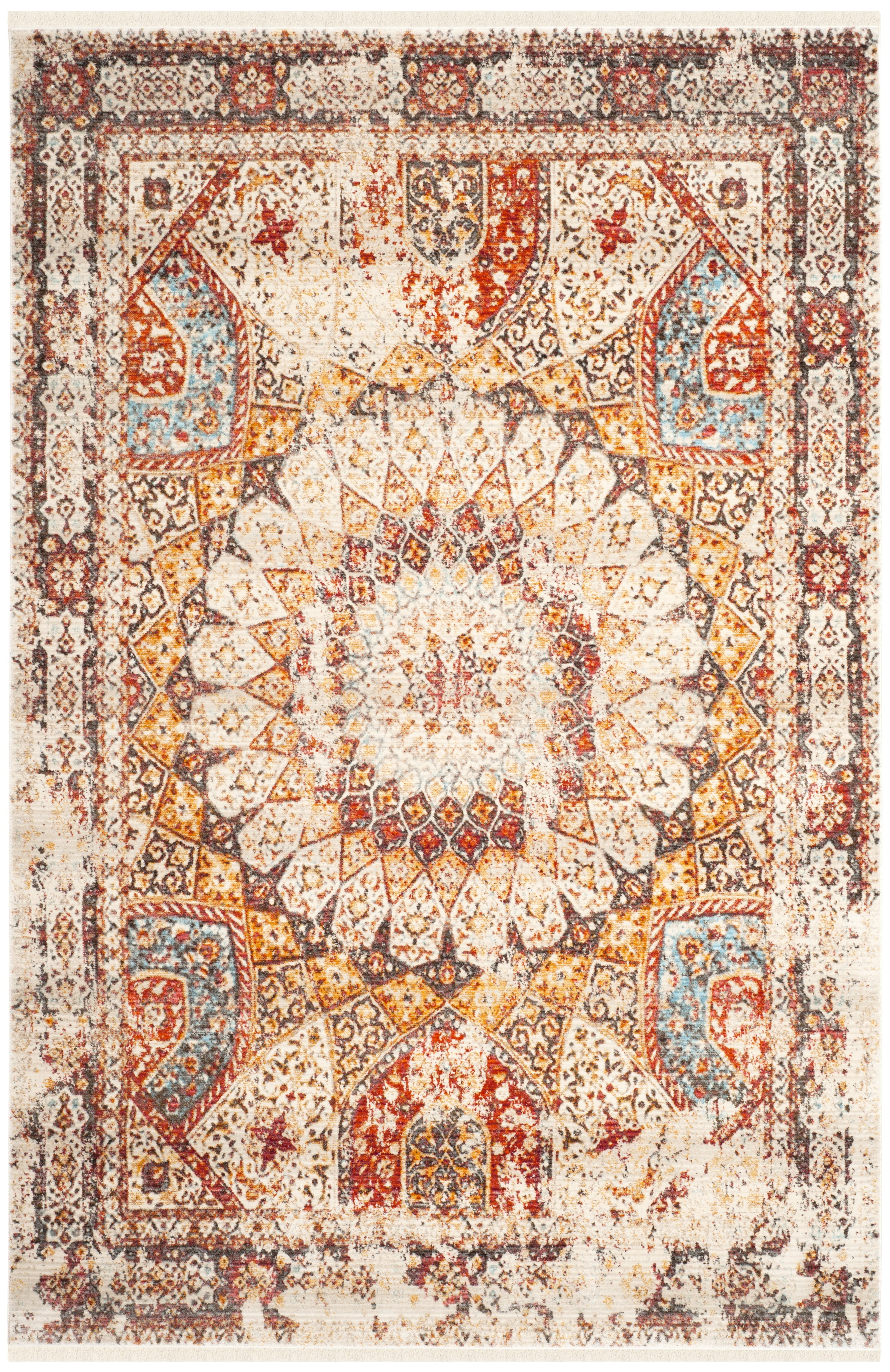 Hand-Knotted Red Synthetic Rectangular Area Rug, 5' x 7'