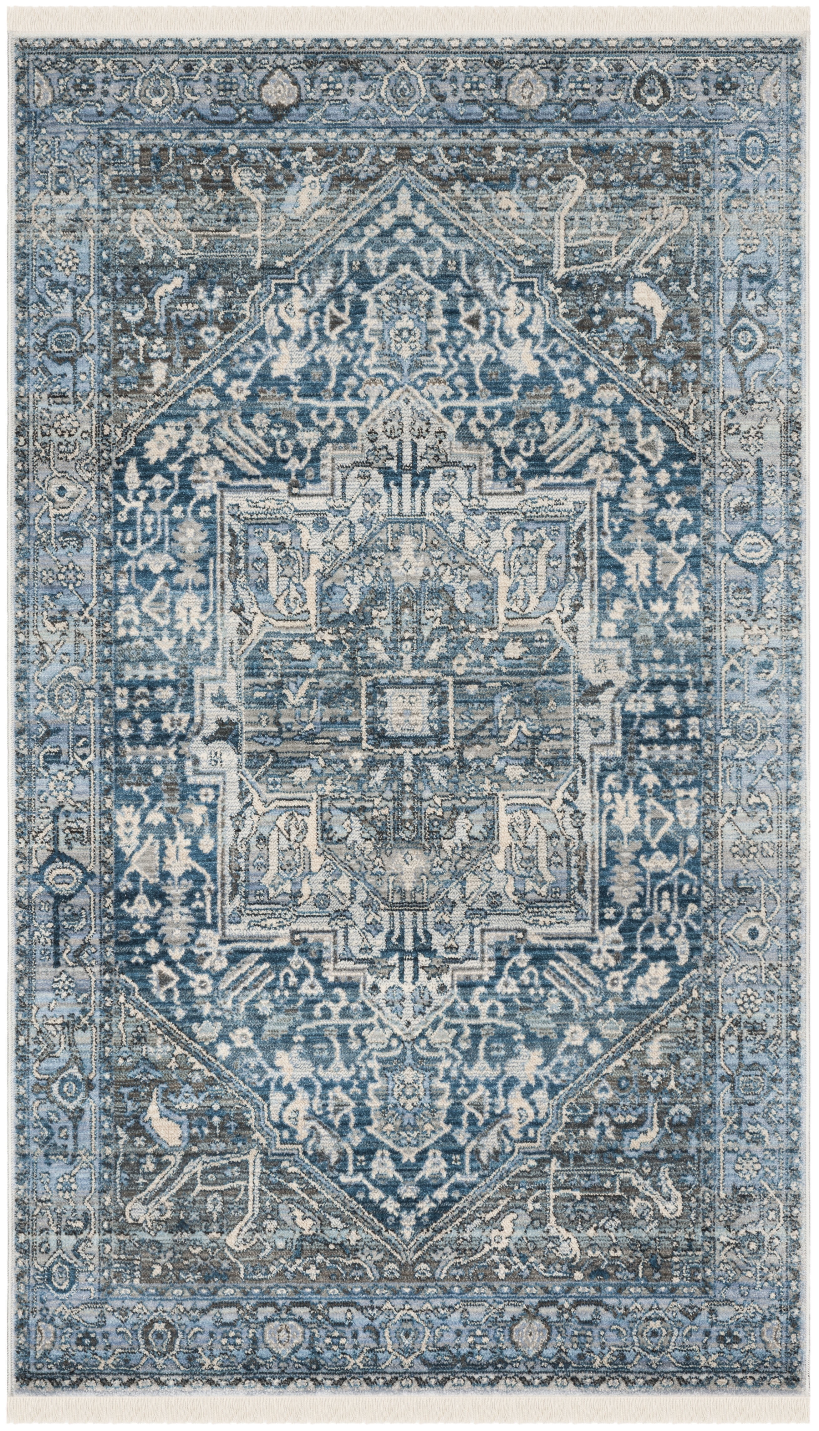 Hand-Knotted Blue Synthetic Persian-Style Rug, 30" x 4"