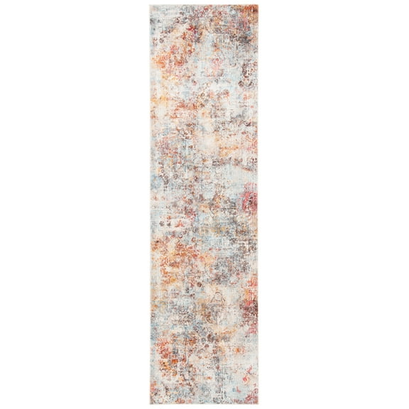 SAFAVIEH Vintage Persian Lindsay Abstract Polyester Runner Rug, Rust/Blue, 2'2" x 8'