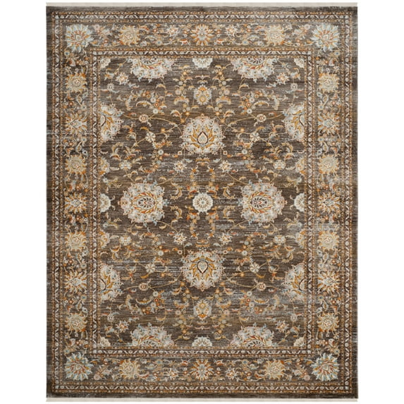 SAFAVIEH Vintage Persian Maggie Distressed Polyester Area Rug, Brown/Multi, 9' x 11'7"